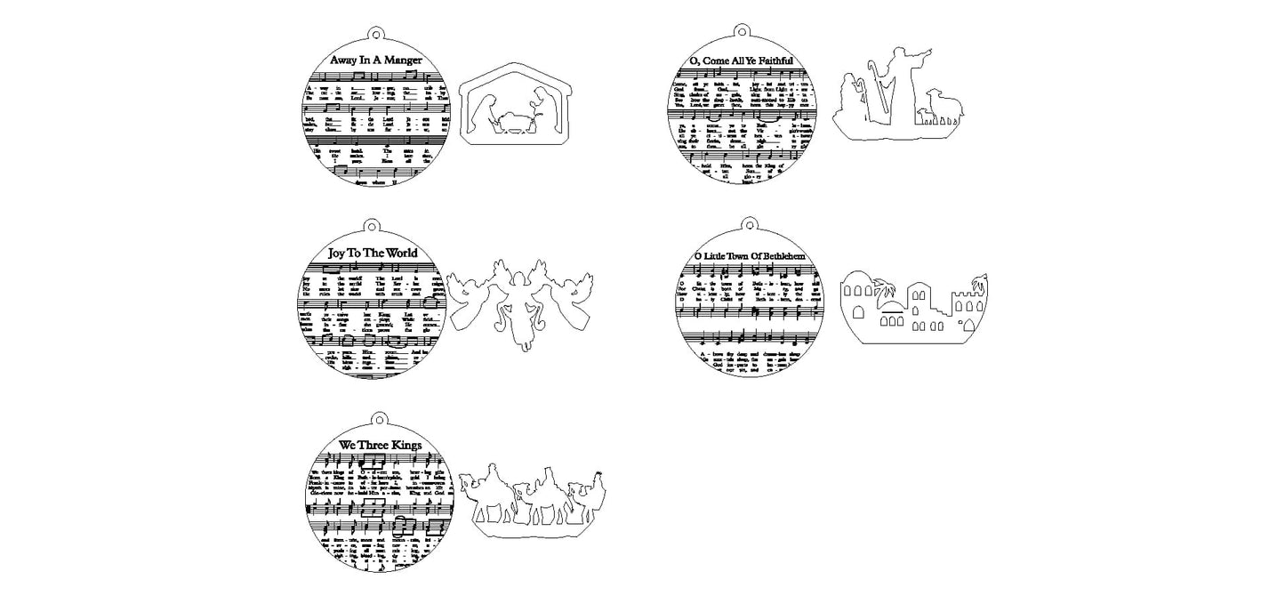Set of Three Hymn Ornaments